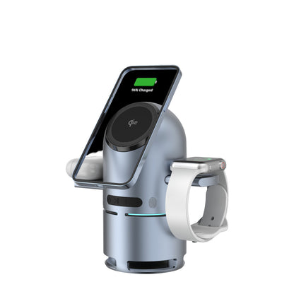 Earldom WC77 3in1 15W Telefon 2.5W Saat ve 5W Airpods İçin Dahili Hoparlörlü Kablosuz Şarj Standı