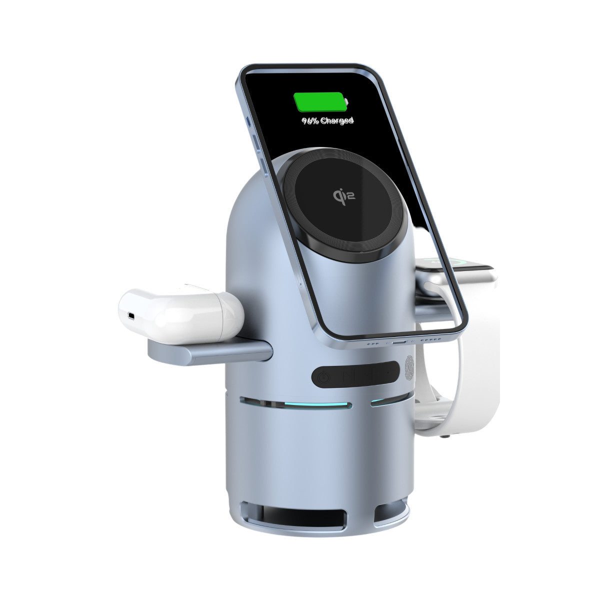 Earldom WC77 3in1 15W Telefon 2.5W Saat ve 5W Airpods İçin Dahili Hoparlörlü Kablosuz Şarj Standı