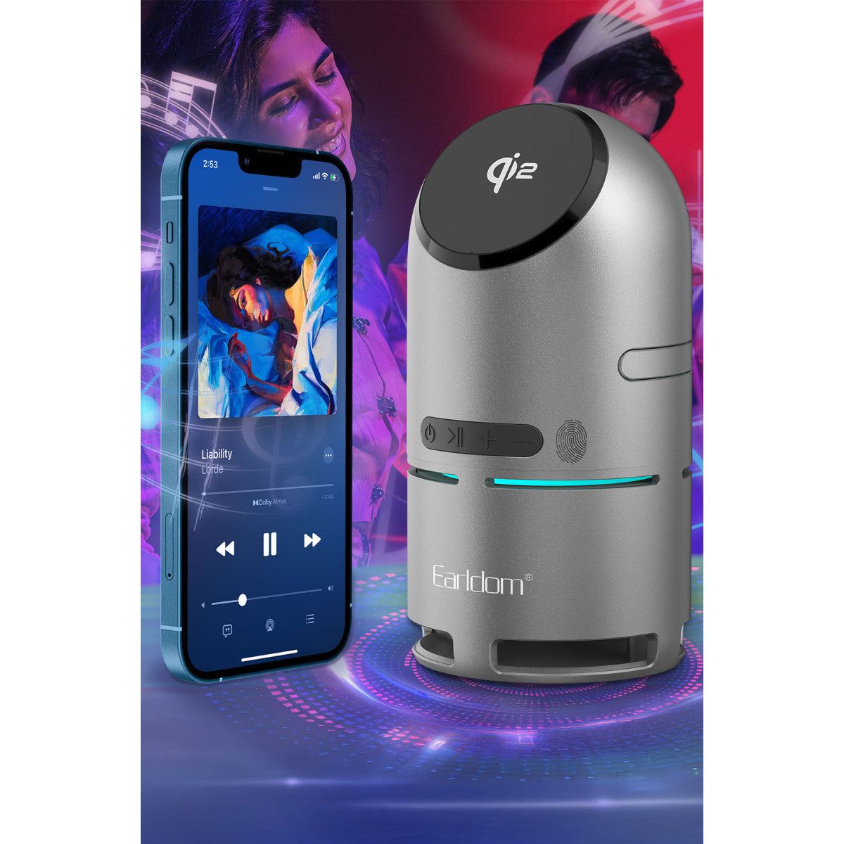 Earldom WC77 3in1 15W Telefon 2.5W Saat ve 5W Airpods İçin Dahili Hoparlörlü Kablosuz Şarj Standı