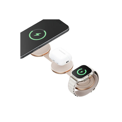 Energea AluMag Trio 3in1 Katlanabilir Qi2 Destekli 15W Telefon Saat Airpods Masaüstü Hızlı Şarj Standı