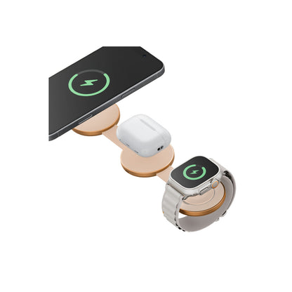 Energea AluMag Trio 3in1 Katlanabilir Qi2 Destekli 15W Telefon Saat Airpods Masaüstü Hızlı Şarj Standı