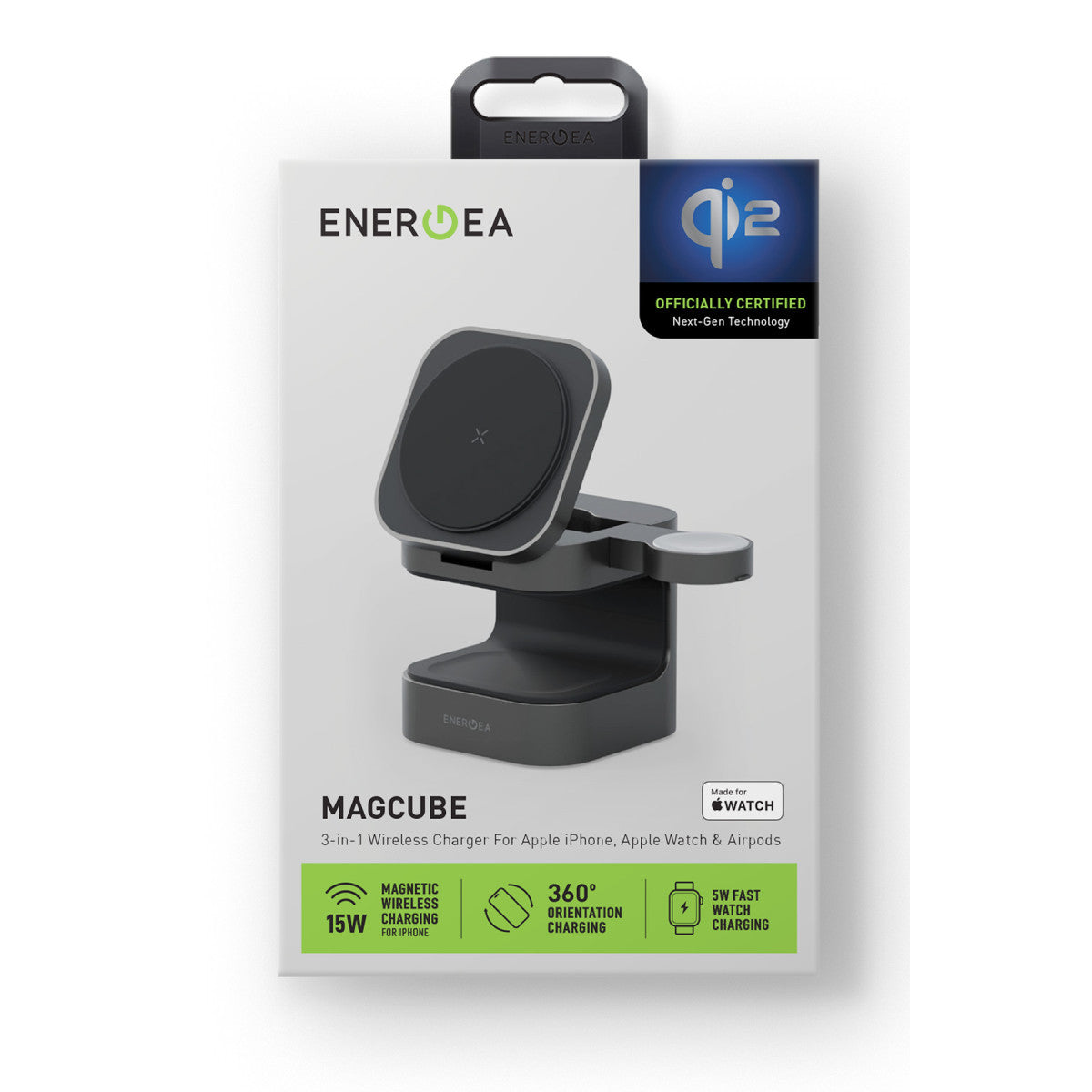 Energea MagCube 3in1 Katlanabilir 15W Telefon Saat Airpods Masaüstü Hızlı Şarj Standı