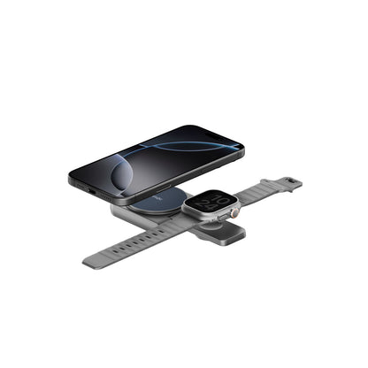 Energea MagDuo 2in1 Katlanabilir 15W Telefon ve 2.5W Saat Masaüstü Hızlı Şarj Standı