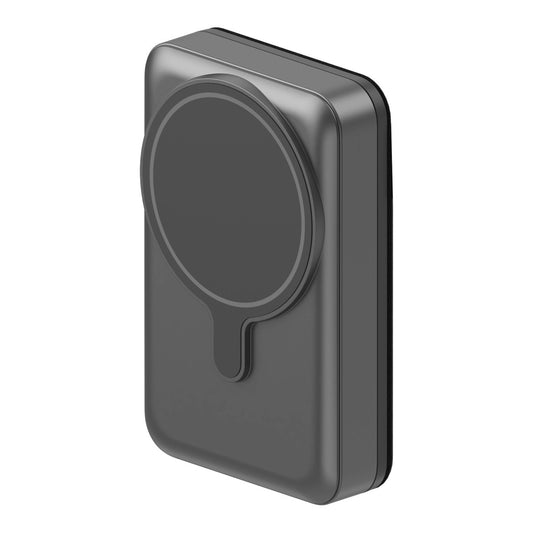 Energea MagWallet Card 10K 10.000 mAh 20W Type-C ve 15W Kablosuz Şarj Çıkışlı Ekstra Stant Özellikli Magsafe Kartlıklı PD Hızlı Şarj Magsafe Powerbank - Koyu Gri
