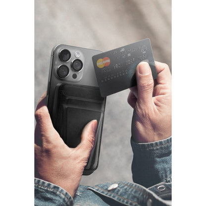 Energea MagWallet Card 10K 10.000 mAh 20W Type-C ve 15W Kablosuz Şarj Çıkışlı Ekstra Stant Özellikli Magsafe Kartlıklı PD Hızlı Şarj Magsafe Powerbank - Koyu Gri