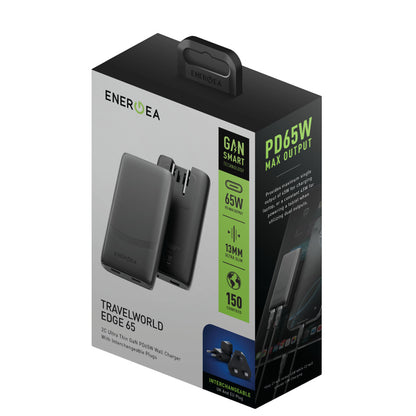 Energea TravelWorld Edge 65 2 Adet 65W USB 3.0 Çıkışlı Universal PD Hızlı Şarj Aleti