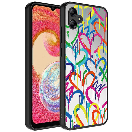 Galaxy A04E Kılıf Aynalı Desenli Kamera Korumalı Parlak Zore Mirror Kapak Kalp