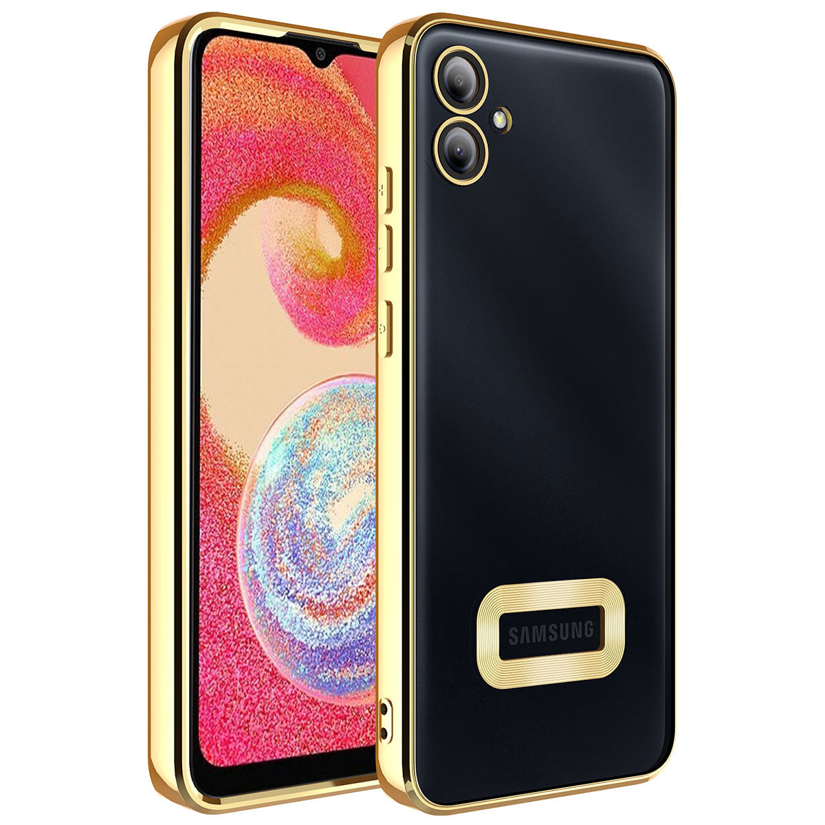 Galaxy A04E Kılıf Kamera Korumalı Logo Gösteren Zore Omega Kapak Gold