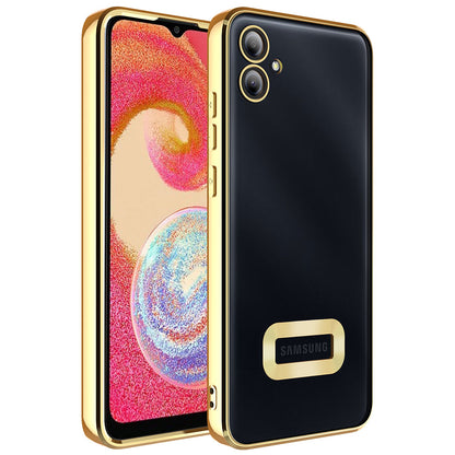 Galaxy A04E Kılıf Kamera Korumalı Logo Gösteren Zore Omega Kapak Gold
