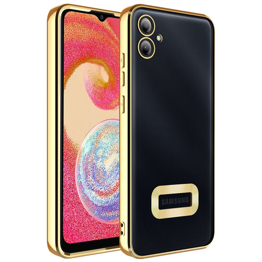 Galaxy A04E Kılıf Kamera Korumalı Logo Gösteren Zore Omega Kapak Gold
