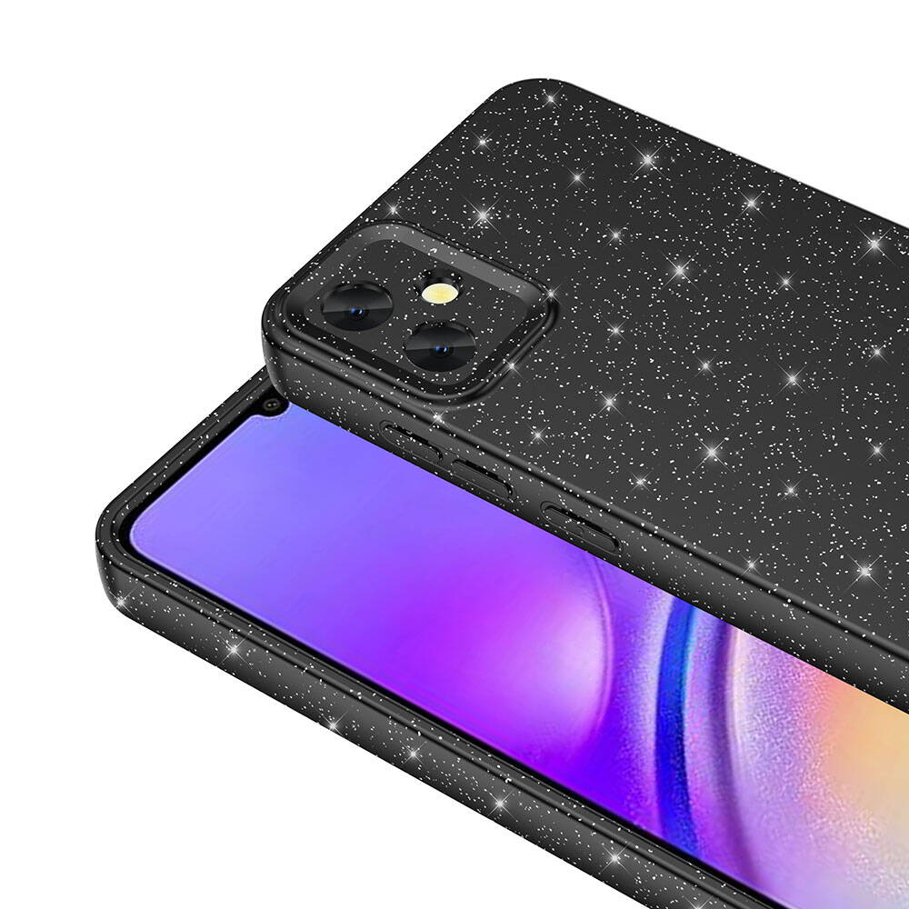 Galaxy A05 Kılıf Kamera Korumalı Simli Lüks Zore Koton Kapak Mor