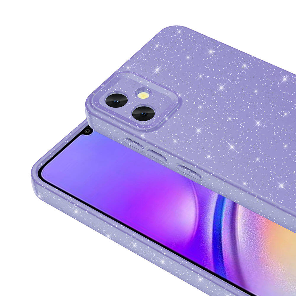 Galaxy A05 Kılıf Kamera Korumalı Simli Lüks Zore Koton Kapak Siyah