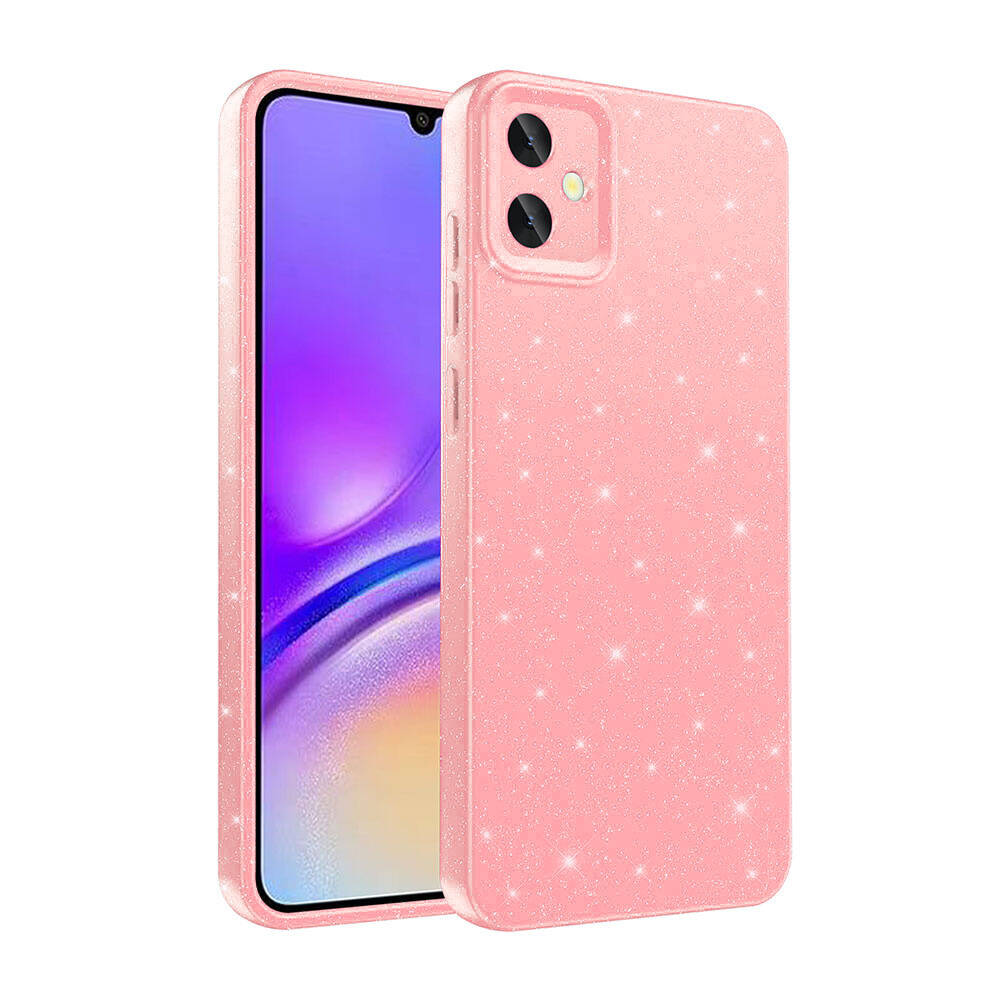 Galaxy A05 Kılıf Kamera Korumalı Simli Lüks Zore Koton Kapak Pembe Koyu