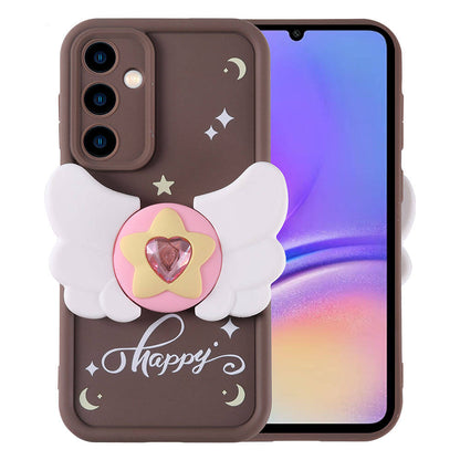 Galaxy A05S Kılıf Kamera Korumalı Figür Tasarımlı Zore Kapya Kapak Koyu Kahve