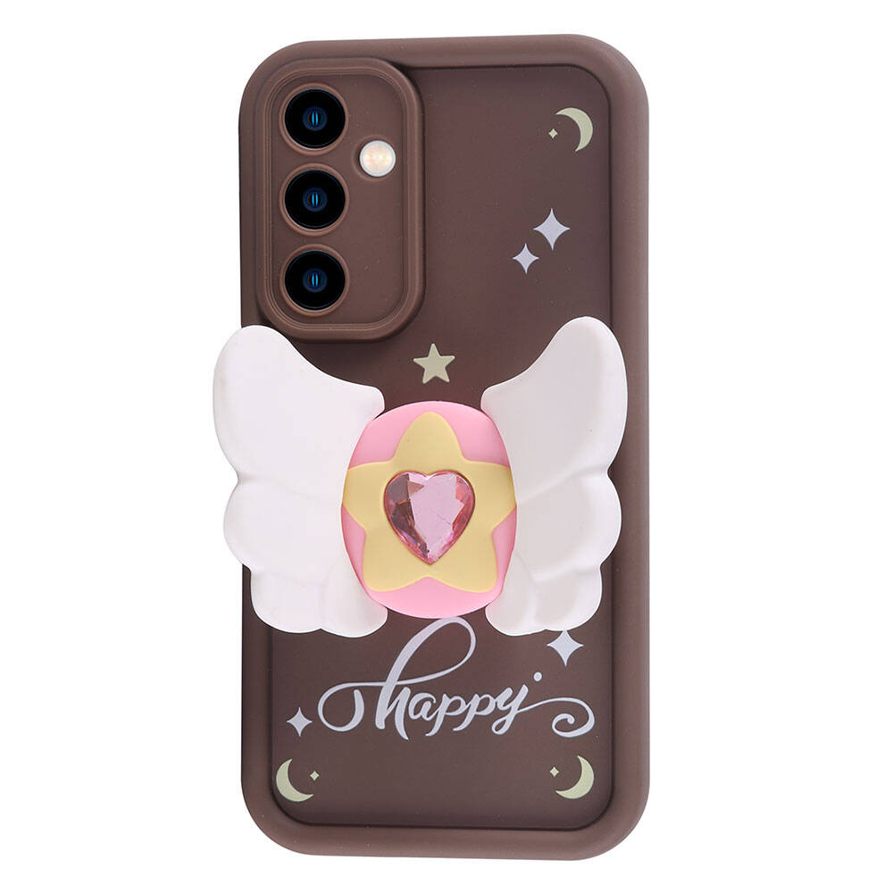 Galaxy A05S Kılıf Kamera Korumalı Figür Tasarımlı Zore Kapya Kapak Koyu Kahve