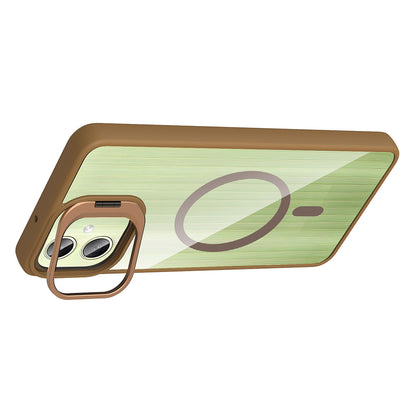 Galaxy A06 Kılıf Standlı ve Kamera Lens Hediyeli M-Safe Şarj Özellikli Zore Etro Kapak Gri