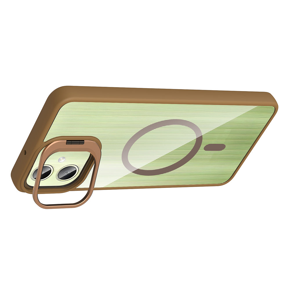 Galaxy A06 Kılıf Standlı ve Kamera Lens Hediyeli M-Safe Şarj Özellikli Zore Etro Kapak Lacivert