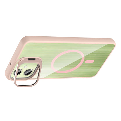 Galaxy A06 Kılıf Standlı ve Kamera Lens Hediyeli M-Safe Şarj Özellikli Zore Etro Kapak Gri