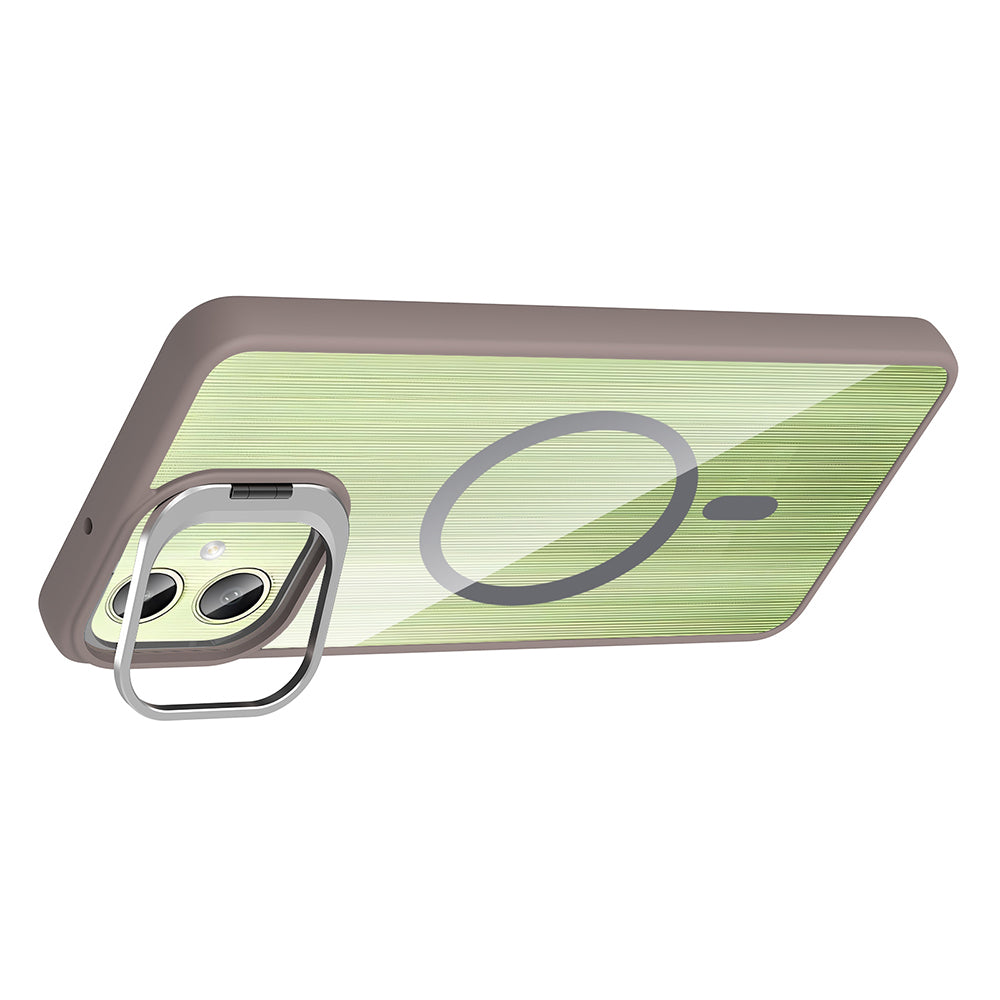 Galaxy A06 Kılıf Standlı ve Kamera Lens Hediyeli M-Safe Şarj Özellikli Zore Etro Kapak Pembe