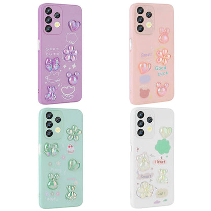 Galaxy A13 4G Kılıf Kabartma Figürlü Parlak Zore Toys Silikon Kapak Beyaz