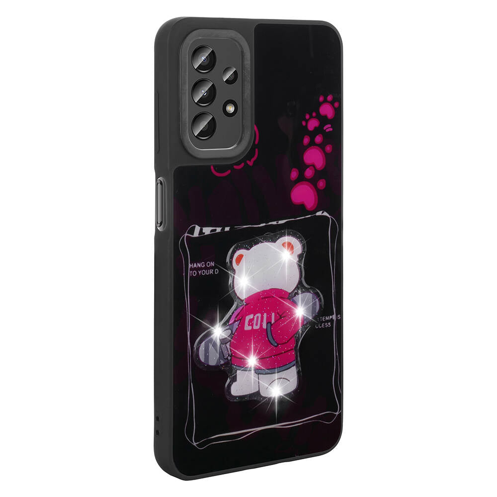 Galaxy A13 4G Kılıf Parlayan Kabartmalı İkonik Figürlü Zore Amas Silikon Kapak Siyah