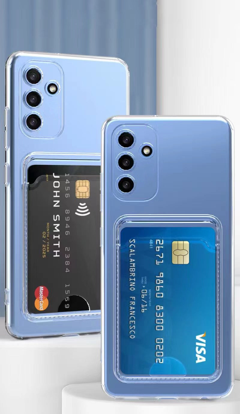 Galaxy A14 Kılıf Kartlıklı Şeffaf Zore Setra Clear Silikon Kapak Renksiz