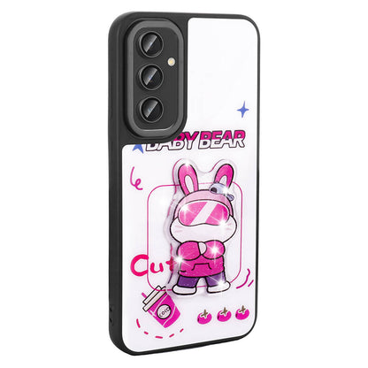 Galaxy A14 Kılıf Parlayan Kabartmalı İkonik Figürlü Zore Amas Silikon Kapak Mor