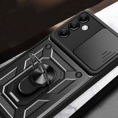 Galaxy A14 Kılıf Magnetik Standlı Kamera Korumalı Zore Sürgülü Vega Kapak Mavi