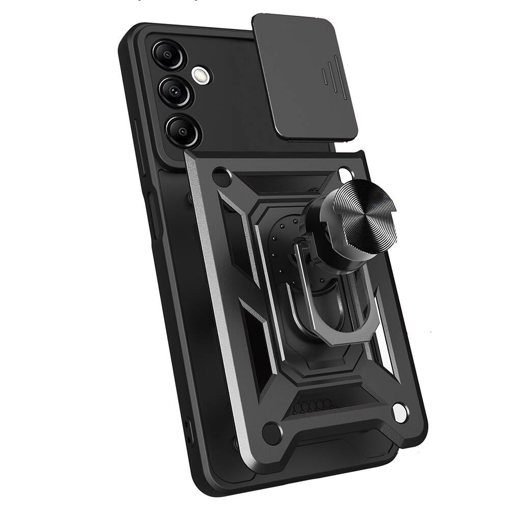 Galaxy A14 Kılıf Magnetik Standlı Kamera Korumalı Zore Sürgülü Vega Kapak Mavi