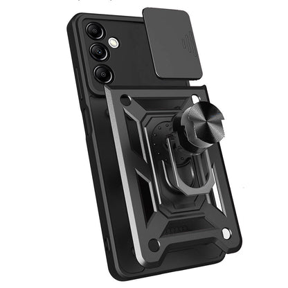 Galaxy A14 Kılıf Magnetik Standlı Kamera Korumalı Zore Sürgülü Vega Kapak Mavi