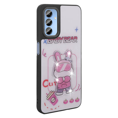 Galaxy A15 Kılıf Parlayan Kabartmalı İkonik Figürlü Zore Amas Silikon Kapak Beyaz