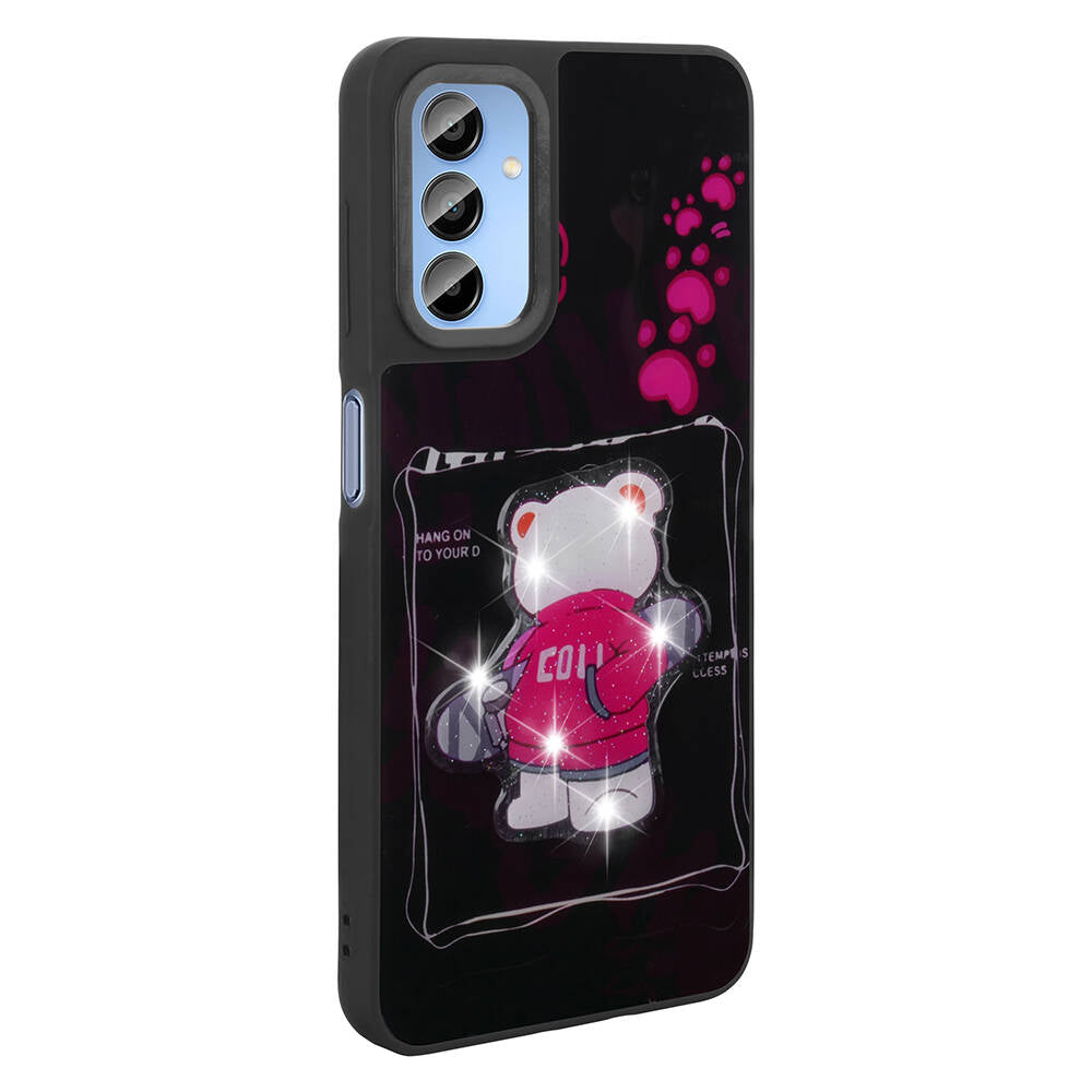 Galaxy A15 Kılıf Parlayan Kabartmalı İkonik Figürlü Zore Amas Silikon Kapak Beyaz