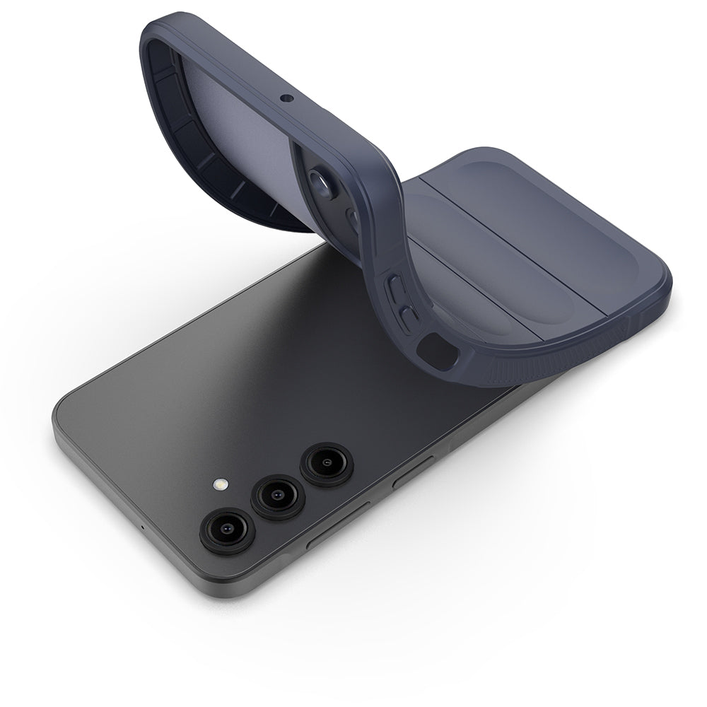 Galaxy A17 Kılıf Esnek TPU Oyuklu Arka Yüzey Tasarımlı Zore Etnik Silikon Kapak Lacivert