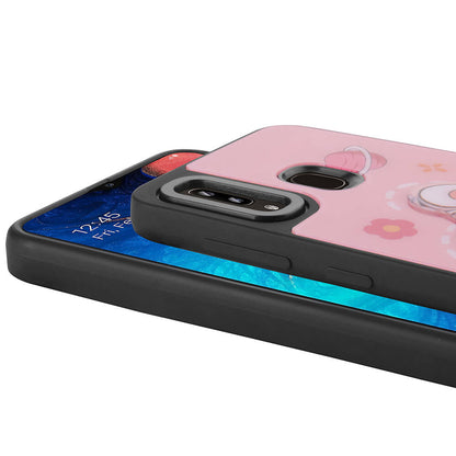 Galaxy A20 Kılıf Parlayan Kabartmalı İkonik Figürlü Zore Amas Silikon Kapak Pembe