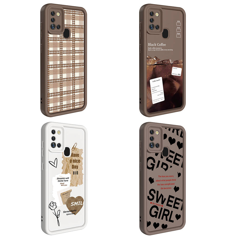 Galaxy A21S Kılıf Kamera Korumalı Baskılı Arka Yüzey Zore Klas Kapak Siyah