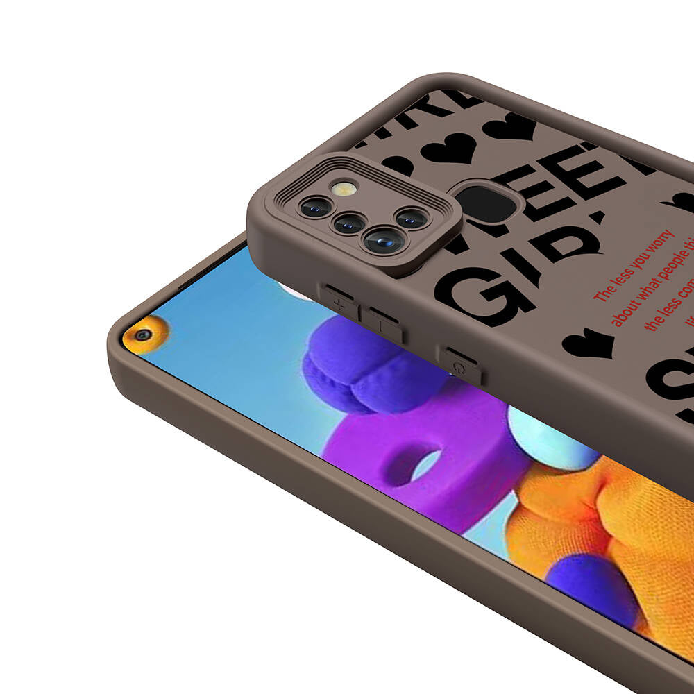 Galaxy A21S Kılıf Kamera Korumalı Baskılı Arka Yüzey Zore Klas Kapak Beyaz