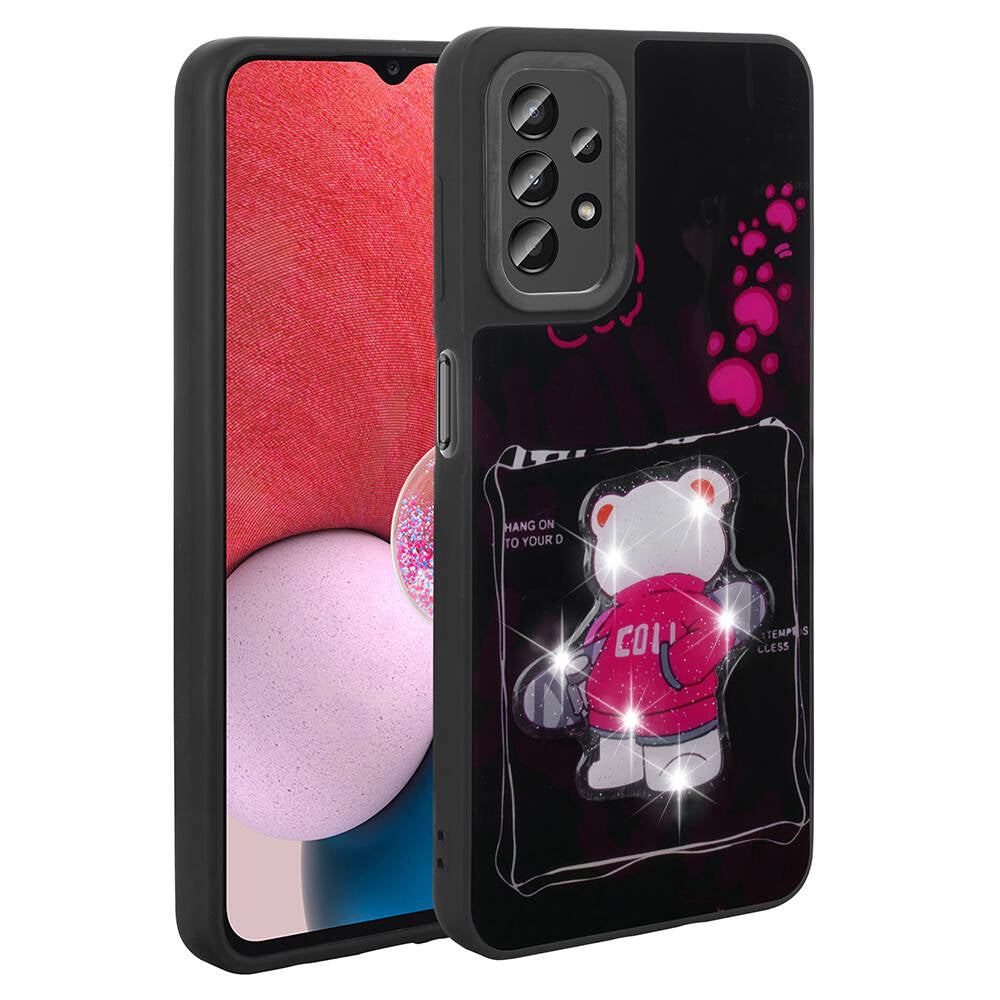 Galaxy A23 Kılıf Parlayan Kabartmalı İkonik Figürlü Zore Amas Silikon Kapak Beyaz