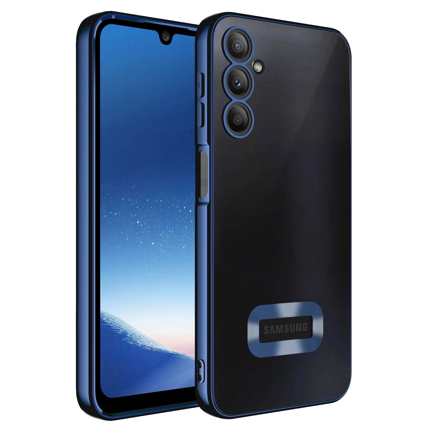 Galaxy A24 Kılıf Kamera Korumalı Logo Gösteren Zore Omega Kapak Lacivert