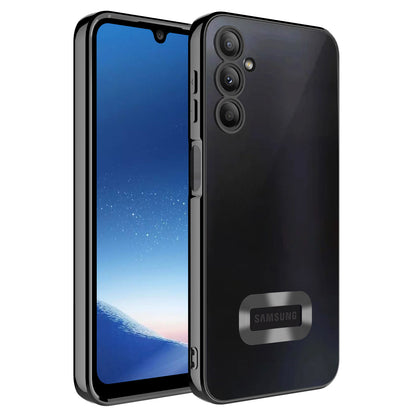 Galaxy A24 Kılıf Kamera Korumalı Logo Gösteren Zore Omega Kapak Siyah