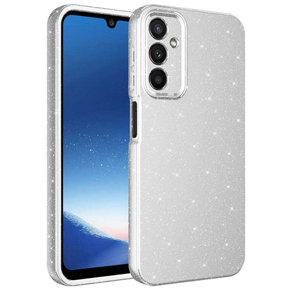 Galaxy A24 Kılıf Kamera Korumalı Simli Lüks Zore Koton Kapak Gümüş