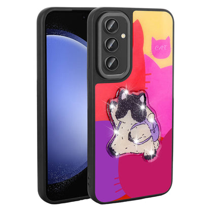 Galaxy A24 Kılıf Parlayan Kabartmalı İkonik Figürlü Zore Amas Silikon Kapak Pembe