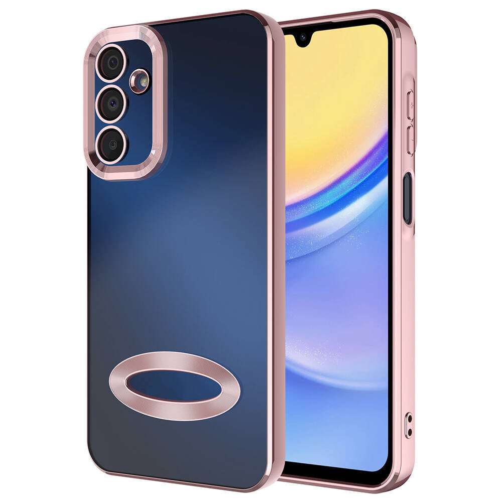 Galaxy A25 Kılıf Kamera Korumalı Logo Gösteren Zore Omega Kapak Rose Gold
