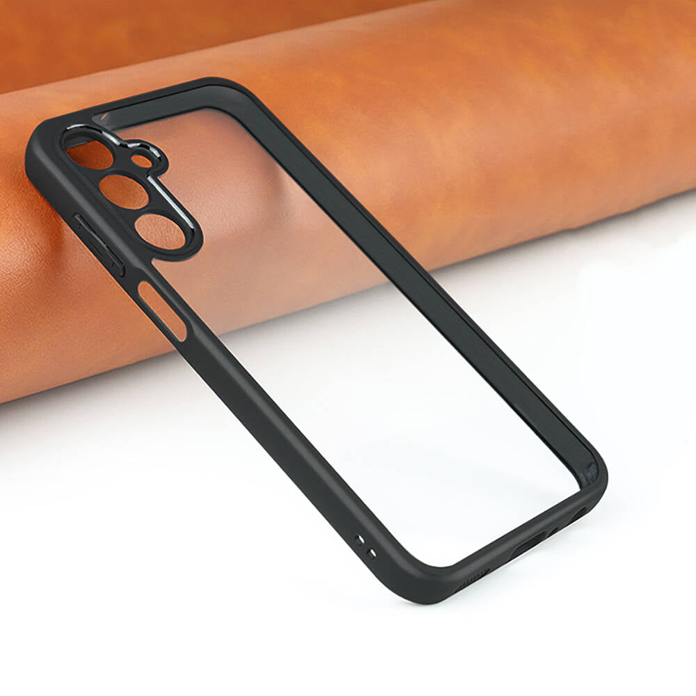Galaxy A25 Kılıf Kamera Korumalı Şeffaf Arka Yüzey Zore New Roll Kapak Siyah