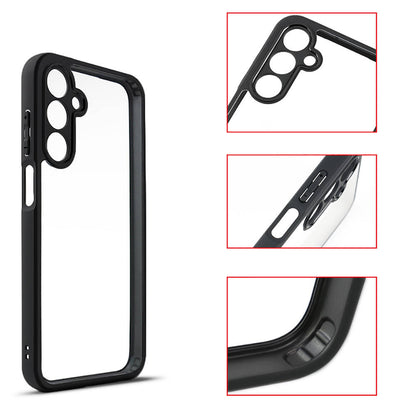 Galaxy A25 Kılıf Kamera Korumalı Şeffaf Arka Yüzey Zore New Roll Kapak Siyah