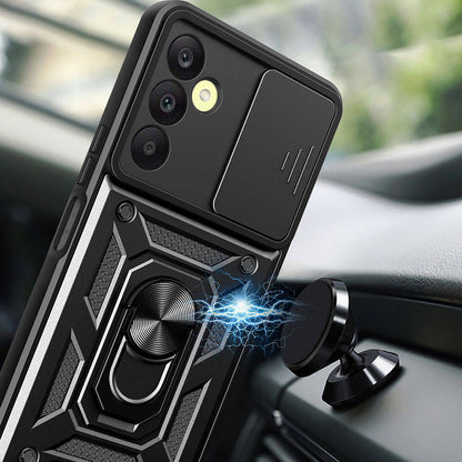 Galaxy A25 Kılıf Magnetik Standlı Kamera Korumalı Zore Sürgülü Vega Kapak Siyah