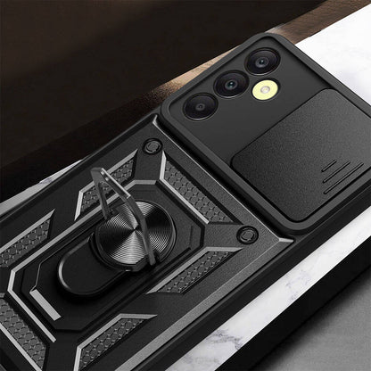 Galaxy A25 Kılıf Magnetik Standlı Kamera Korumalı Zore Sürgülü Vega Kapak Siyah