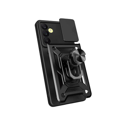 Galaxy A25 Kılıf Magnetik Standlı Kamera Korumalı Zore Sürgülü Vega Kapak Mavi