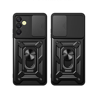 Galaxy A25 Kılıf Magnetik Standlı Kamera Korumalı Zore Sürgülü Vega Kapak Siyah