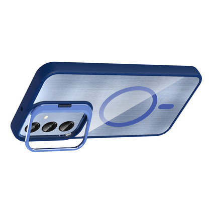 Galaxy A26 Kılıf Standlı ve Kamera Lens Hediyeli M-Safe Şarj Özellikli Zore Etro Kapak Desert Titanyum