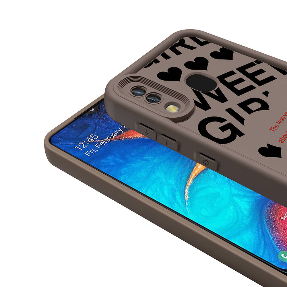 Galaxy A30 Kılıf Kamera Korumalı Baskılı Arka Yüzey Zore Klas Kapak Açık Kahve